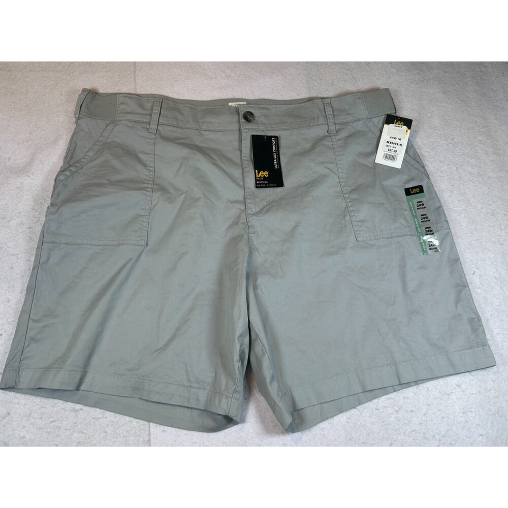 Lee Women's Mid Rise Bermuda Shorts Size 24W Medium Ultra Lux Gray Color New